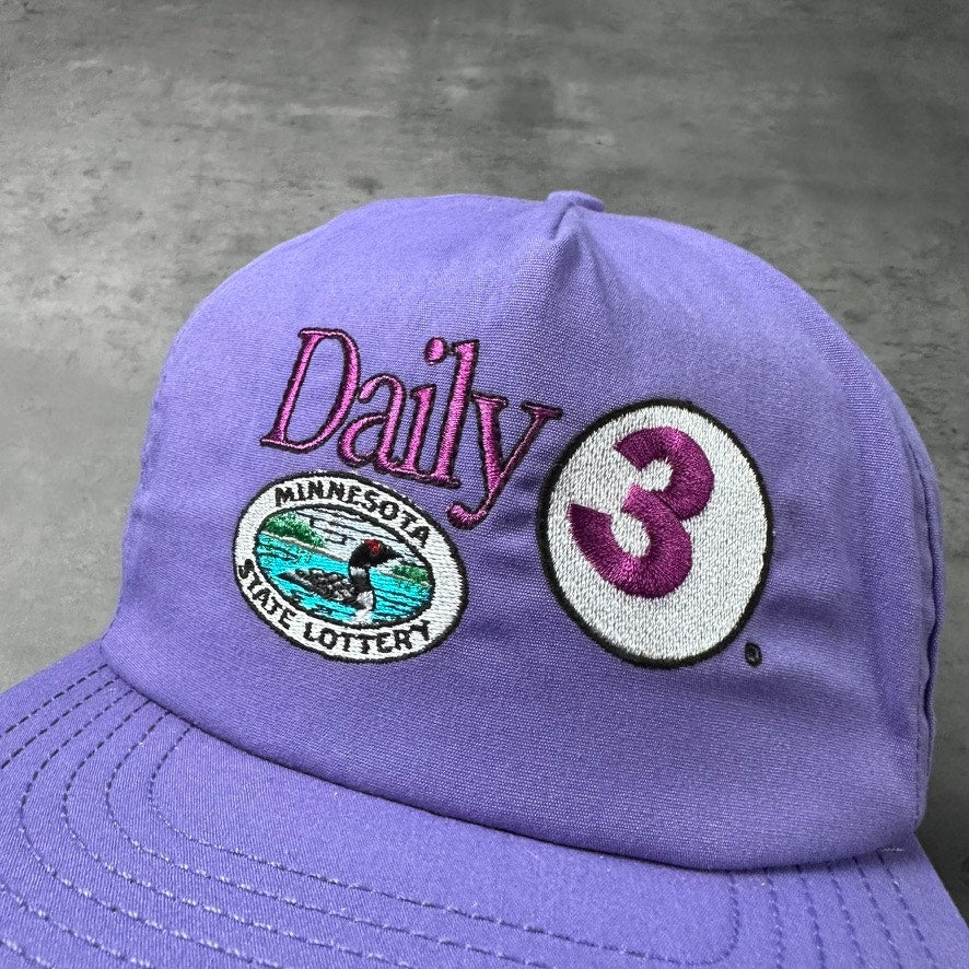 Vintage Daily 3 Minnesota State Lottery Purple Strapback Hat