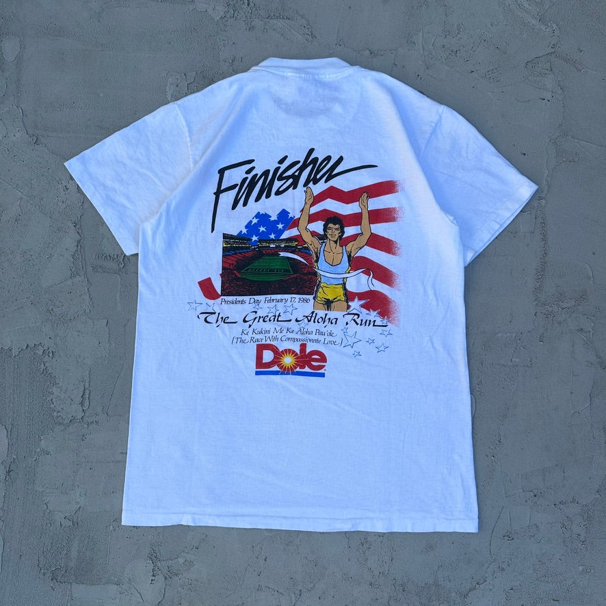 Vintage Great Aloha Run Hawaii 1986 Dole American Flag T Shirt - S
