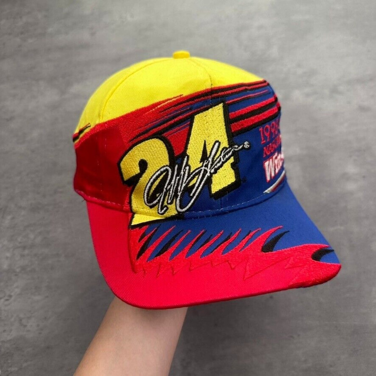 Vintage Jeff Gordon 24 Racing 1998 Champion NASCAR Winston Red Yellow Blue Hat