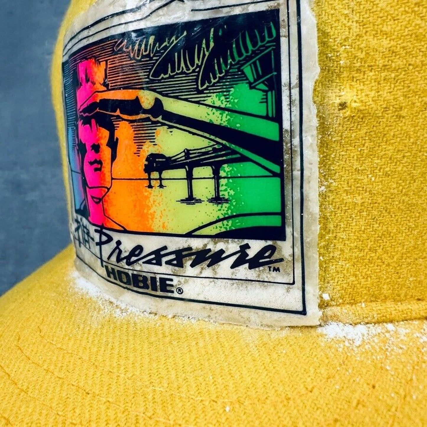 Vintage Hobie Pier Pressure Rainbow Yellow Hat