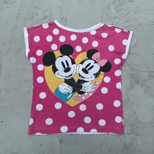 Vintage Disney Mickey and Minnie Mouse The End Polka Dot Pink Shirt