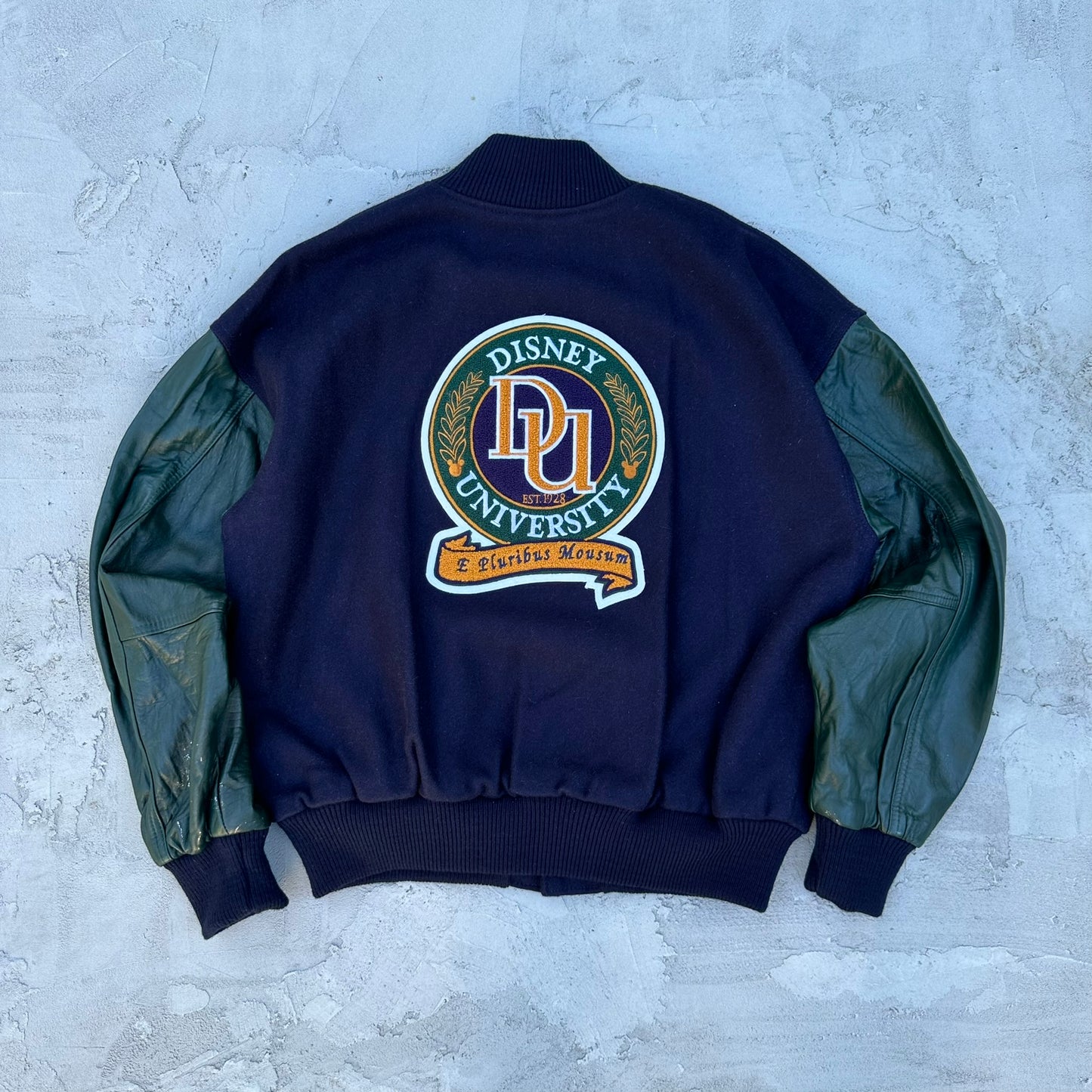 Vintage Disney University Leather Letterman Jacket - L