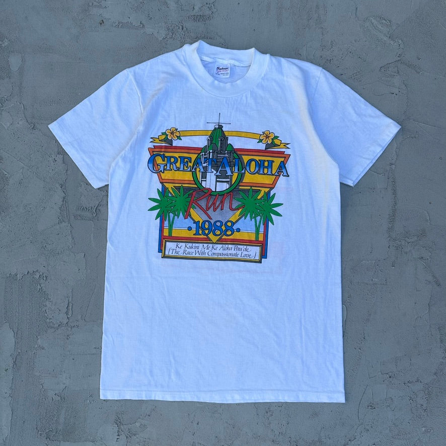 Vintage Great Aloha Run Hawaii 1988 Rainbow T Shirt - M