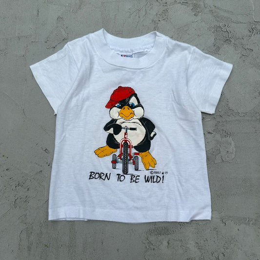 Vintage Single Stitch Penguin Born To Be Wild 1987 T Shirt Kids