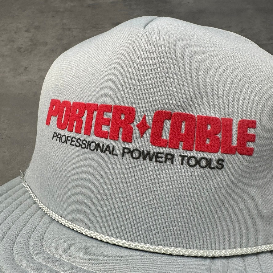 Vintage Porter Cable Power Tools Gray Red Trucker Hat