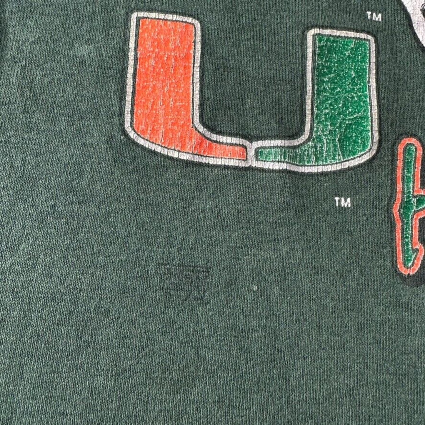 Vintage University of Miami Hurricanes Distressed T Shirt - L