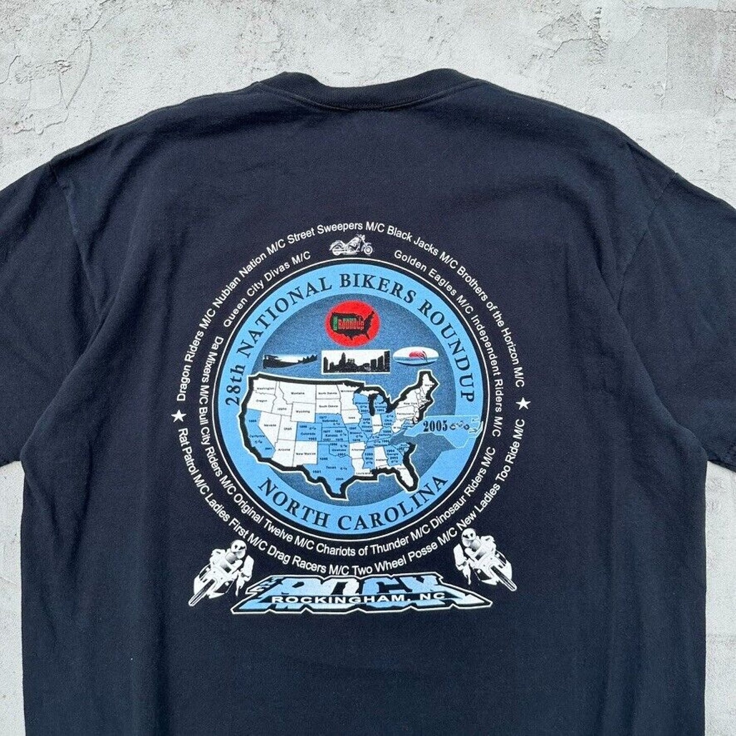 Vintage National Bikers Round Up North Carolina T Shirt - XL