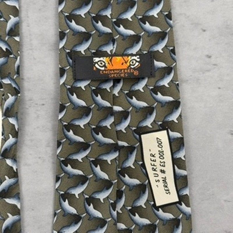 Vintage Endangered Species Dolphins Surfer Tie