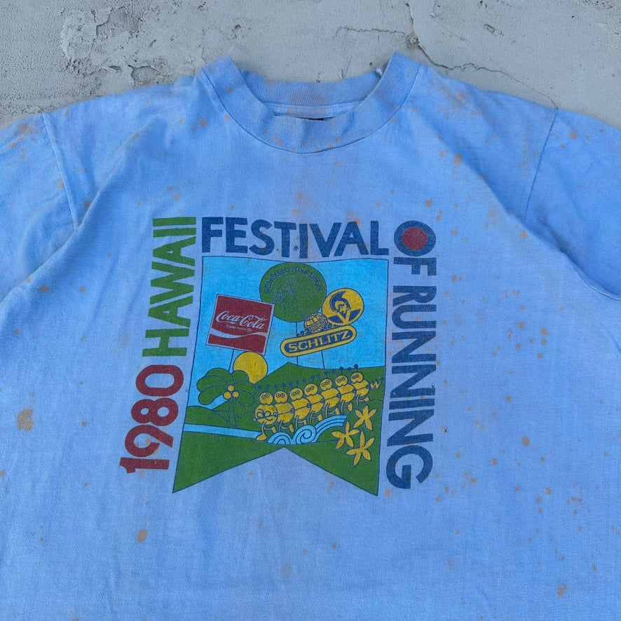 Vintage Hawaii Festival of Running 1980 Honolulu Marathon T Shirt - M