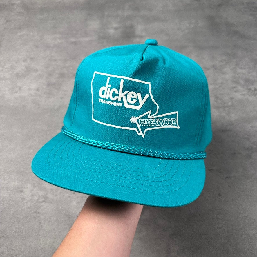 Vintage Dickey Transport Packwood Iowa Map Teal Roper Hat