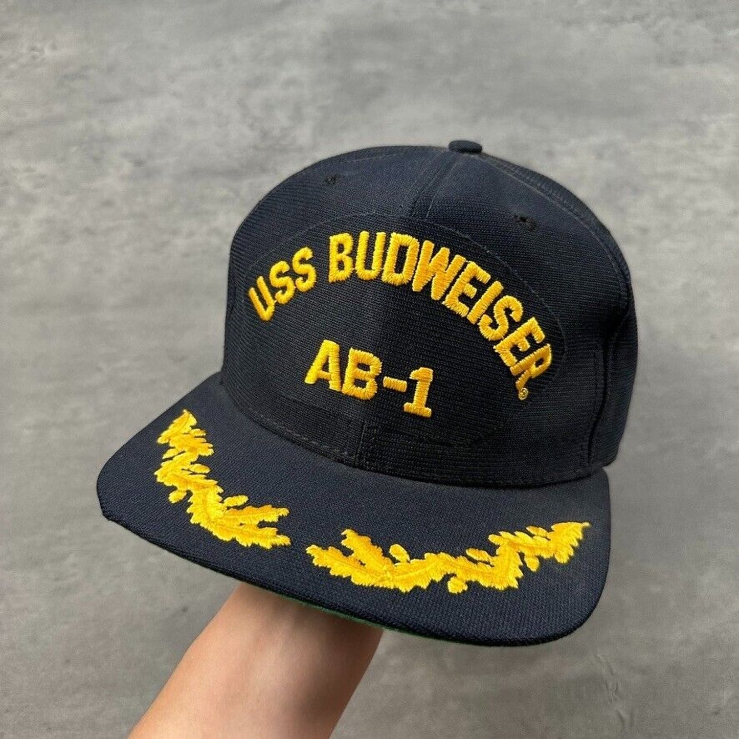 Vintage Deadstock USS Budweiser AB-1 Military Gold Leaf Beer New Era Pro Hat