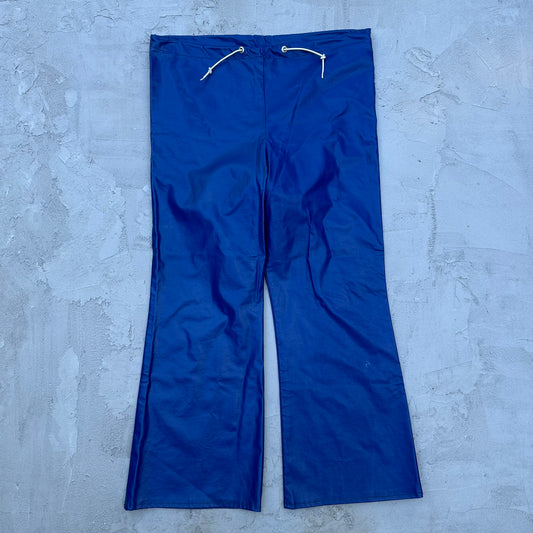 Vintage Blue Waterproof Pants Bell Bottoms Rain Gear - 36