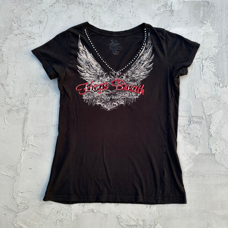 Women’s Hog’s Breath Angel Wings Bedazzled Shirt - 2XL