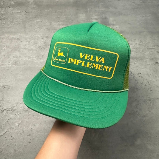 Vintage John Deere Velva Implement Tractor Farming Hat