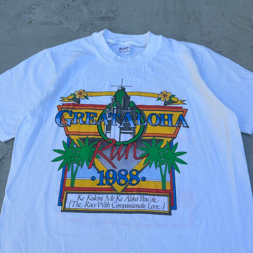Vintage Great Aloha Run Hawaii 1988 Rainbow T Shirt - M