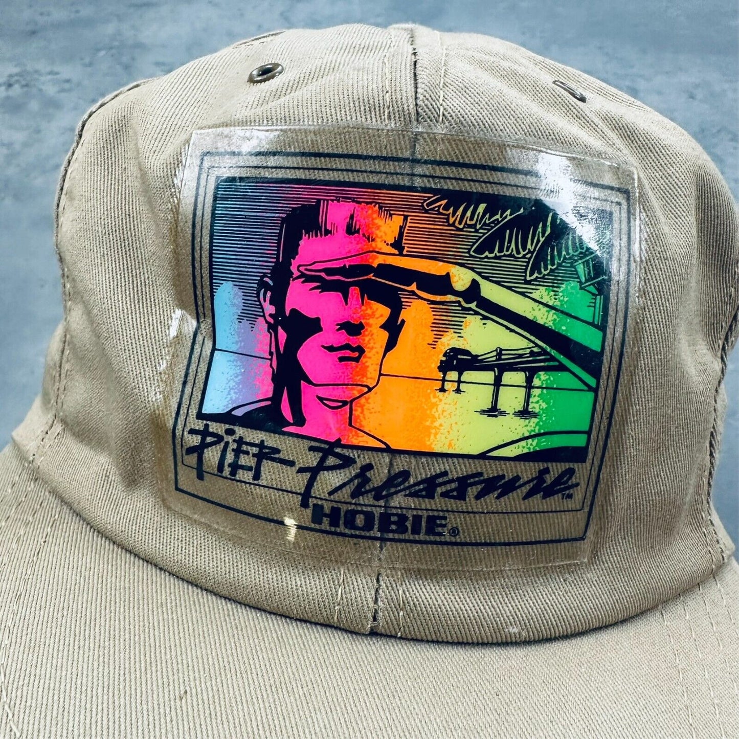 Vintage Hobie Pier Pressure Rainbow Khaki Hat