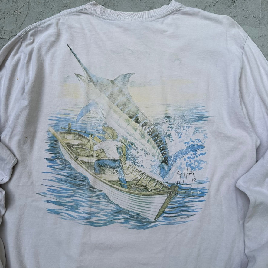 Vintage Guy Harvey Signed Long Sleeve Fishing Shirt - L