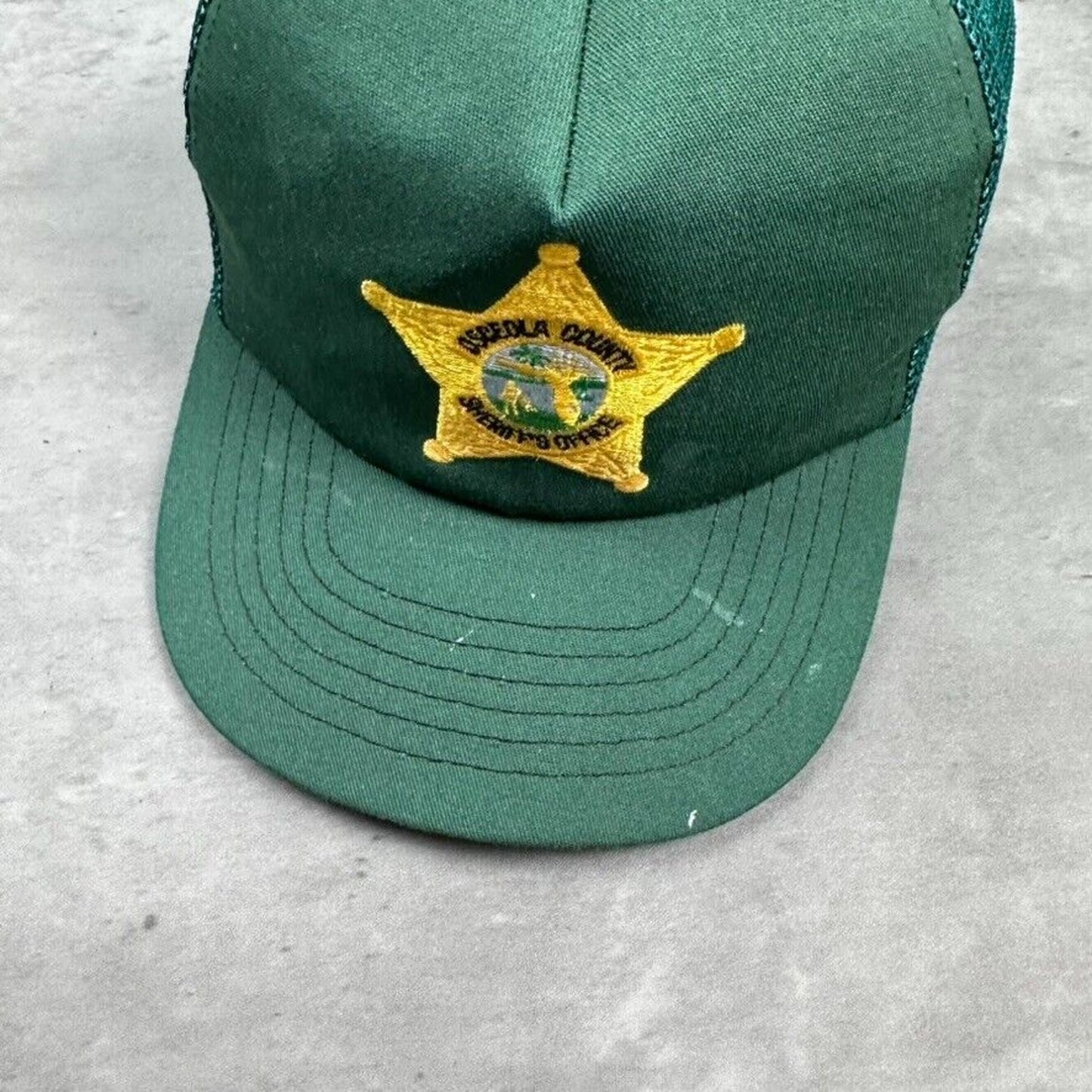 Vintage Osceola County Sherrifs Office Orlando Florida Green Police Hat