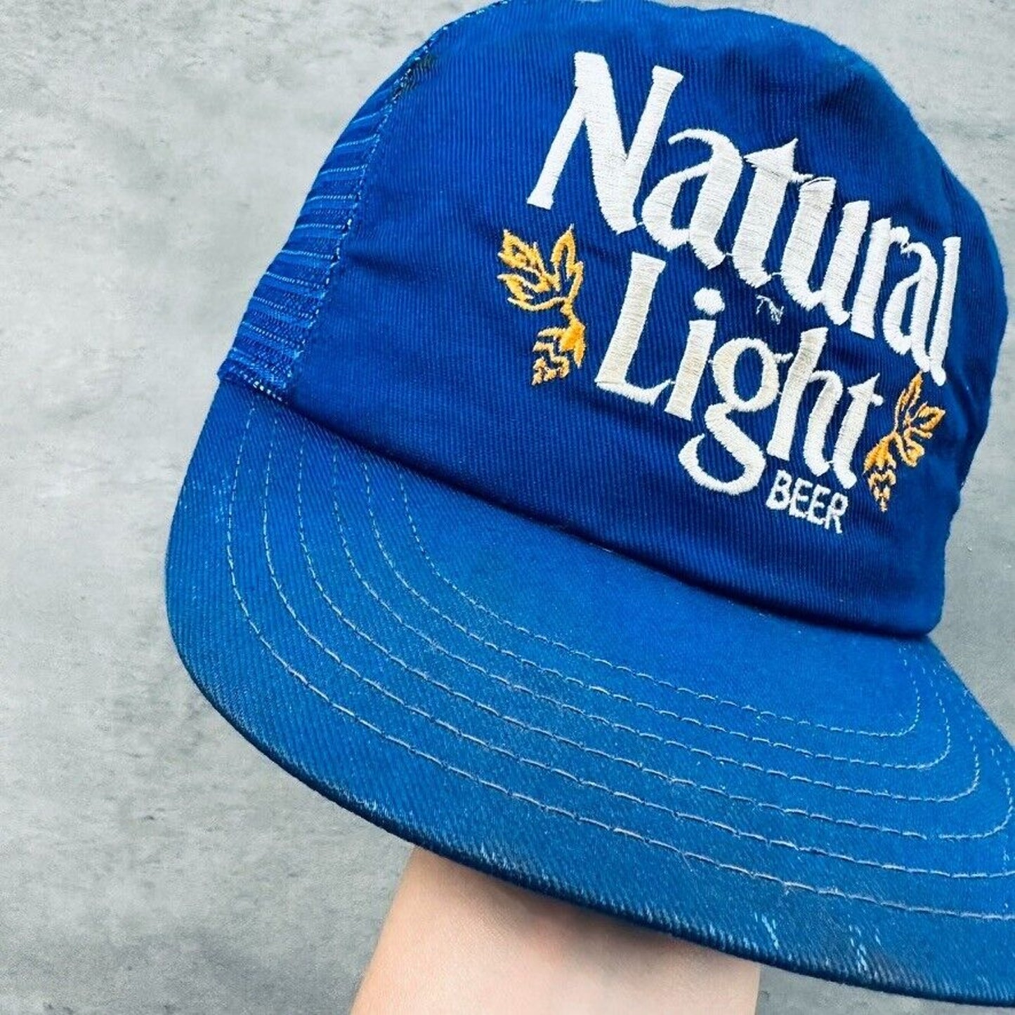 Vintage Natural Light Beer Blue Trucker Hat