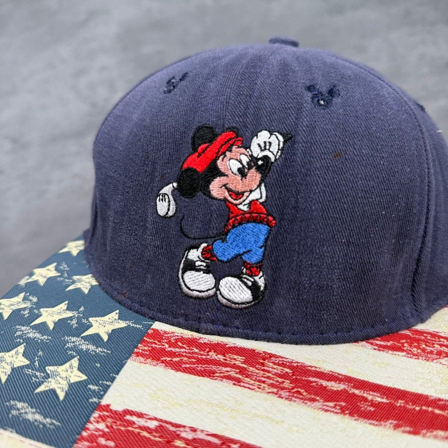 Vintage Disney Mickey Mouse Golf American Flag USA Hat