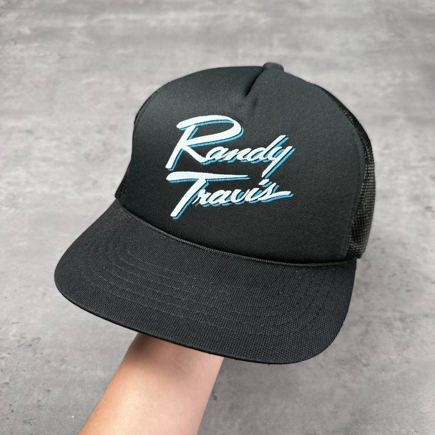 Vintage Randy Travis Black 80s Trucker Hat