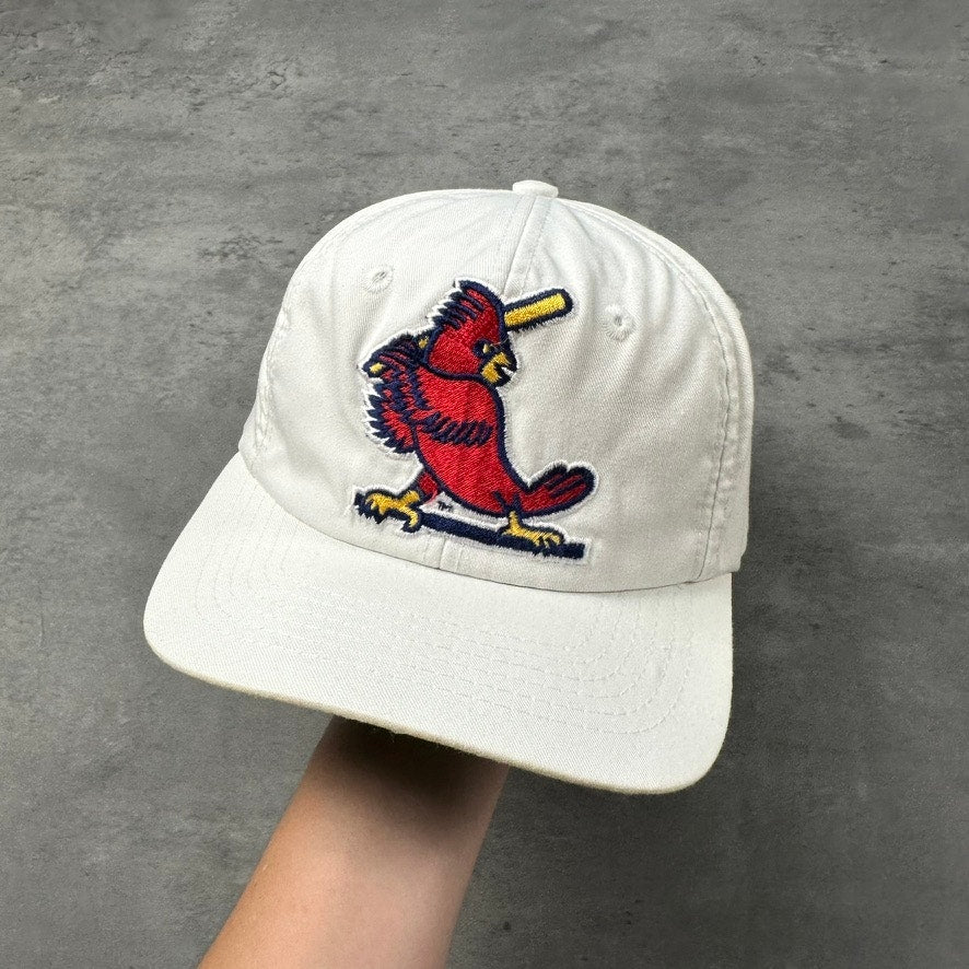 Vintage St. Louis Cardinals White Snapback Green Brim Twins Big Bird Hat