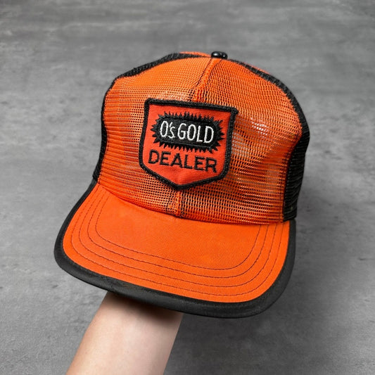 Vintage O's Gold Dealer Seed Company Orange Black Hat