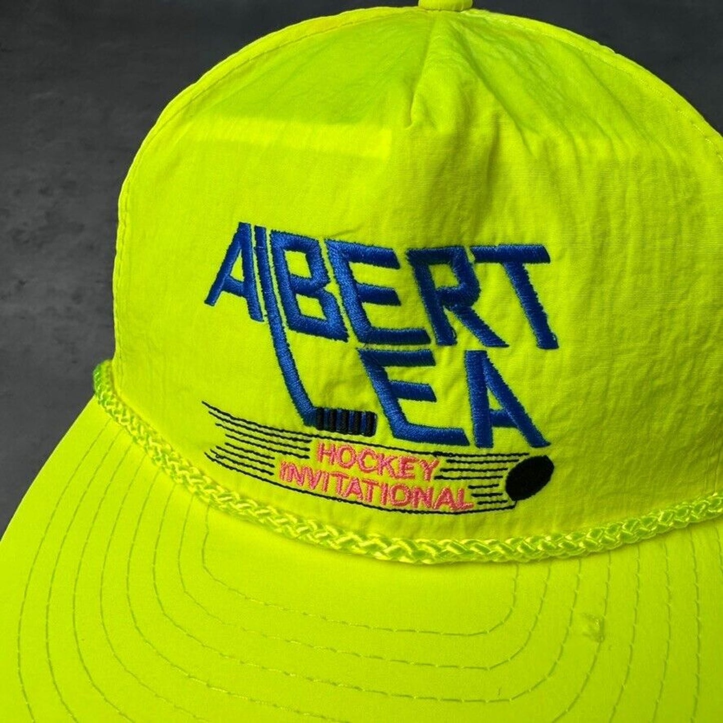 Vintage Albert Lea Minnesota Hockey Invitational Neon Roper Hat