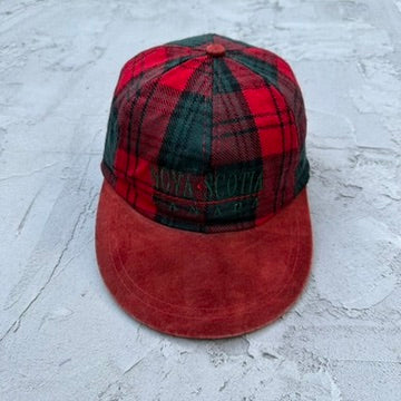 Vintage Nova Scotia Canada Plaid Suede Hat