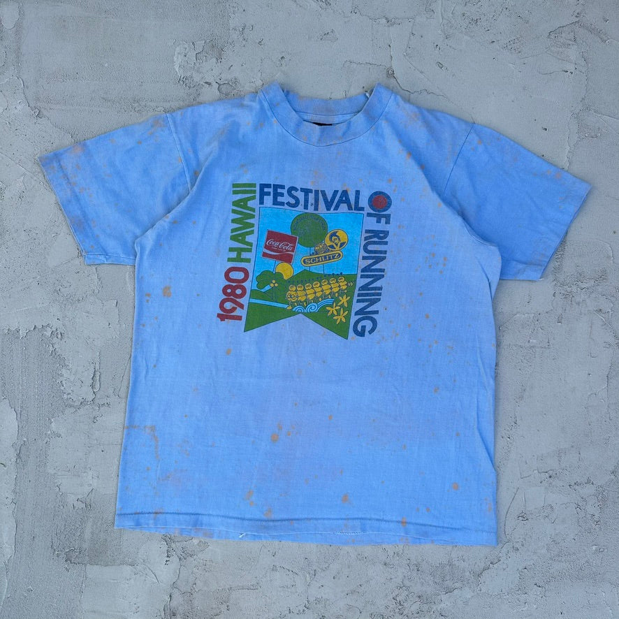 Vintage Hawaii Festival of Running 1980 Honolulu Marathon T Shirt - M