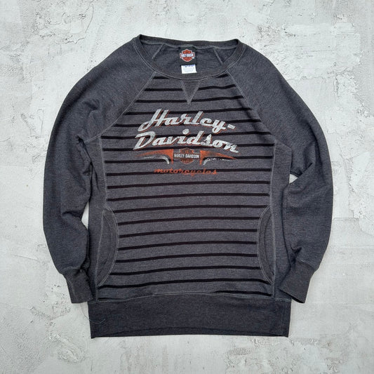 Harley Davidson Women’s Gray Striped Sweater Smoky Mountains 2015 - S