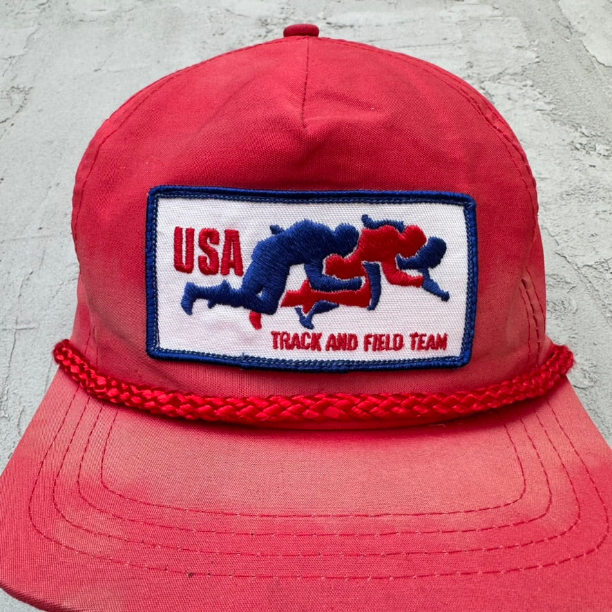 Vintage USA Track and Field Team Red Faded Hat