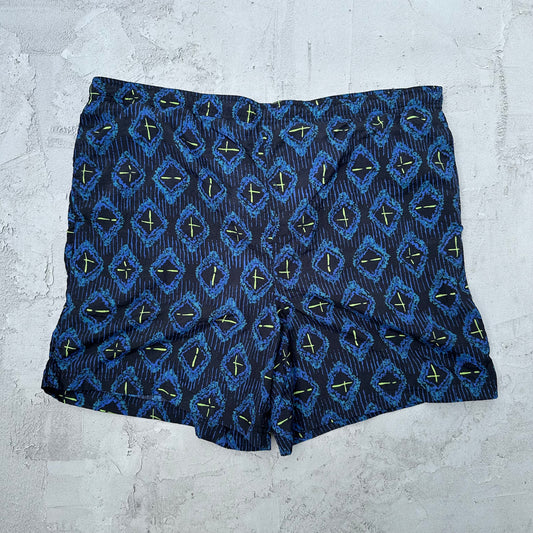 Vintage Black Blue Diamond Swim Shorts 90s - M