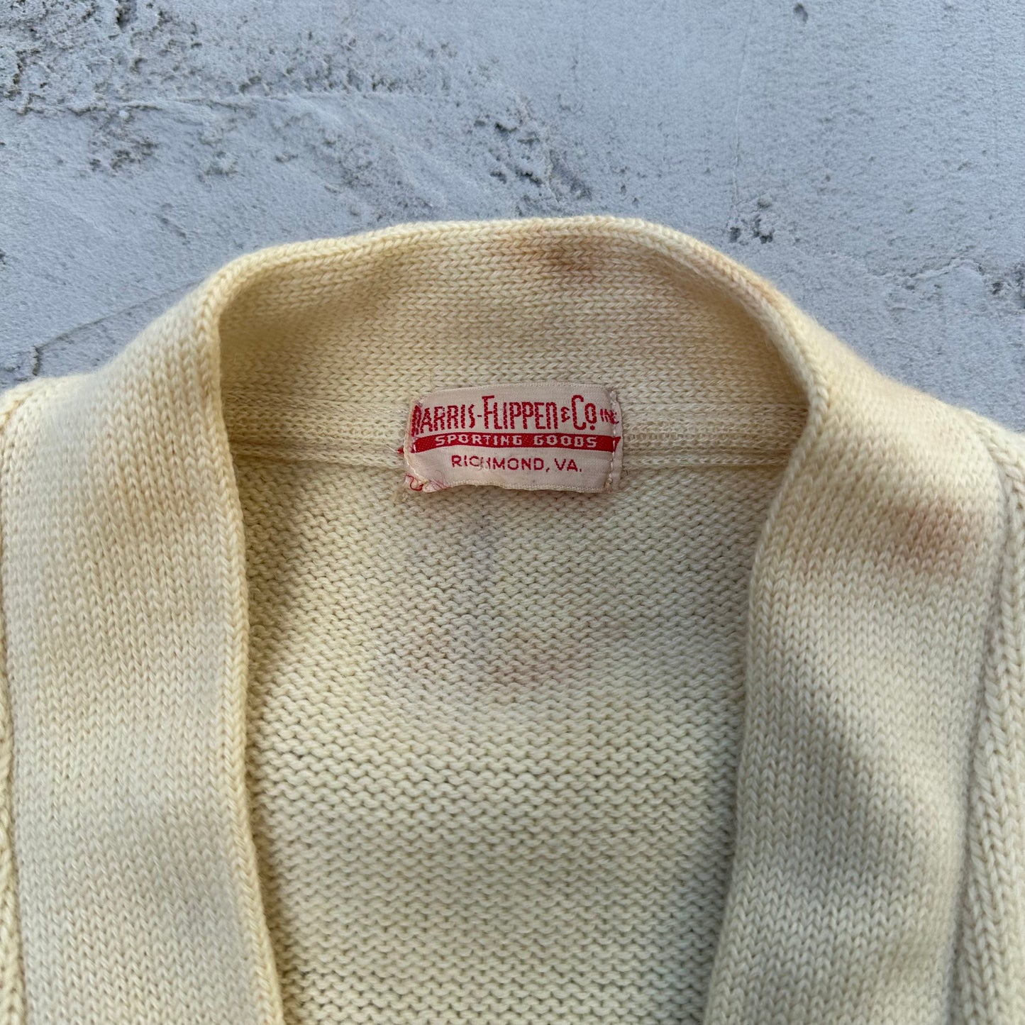 Vintage Letterman Cardigan Sweater Cream Stars - M