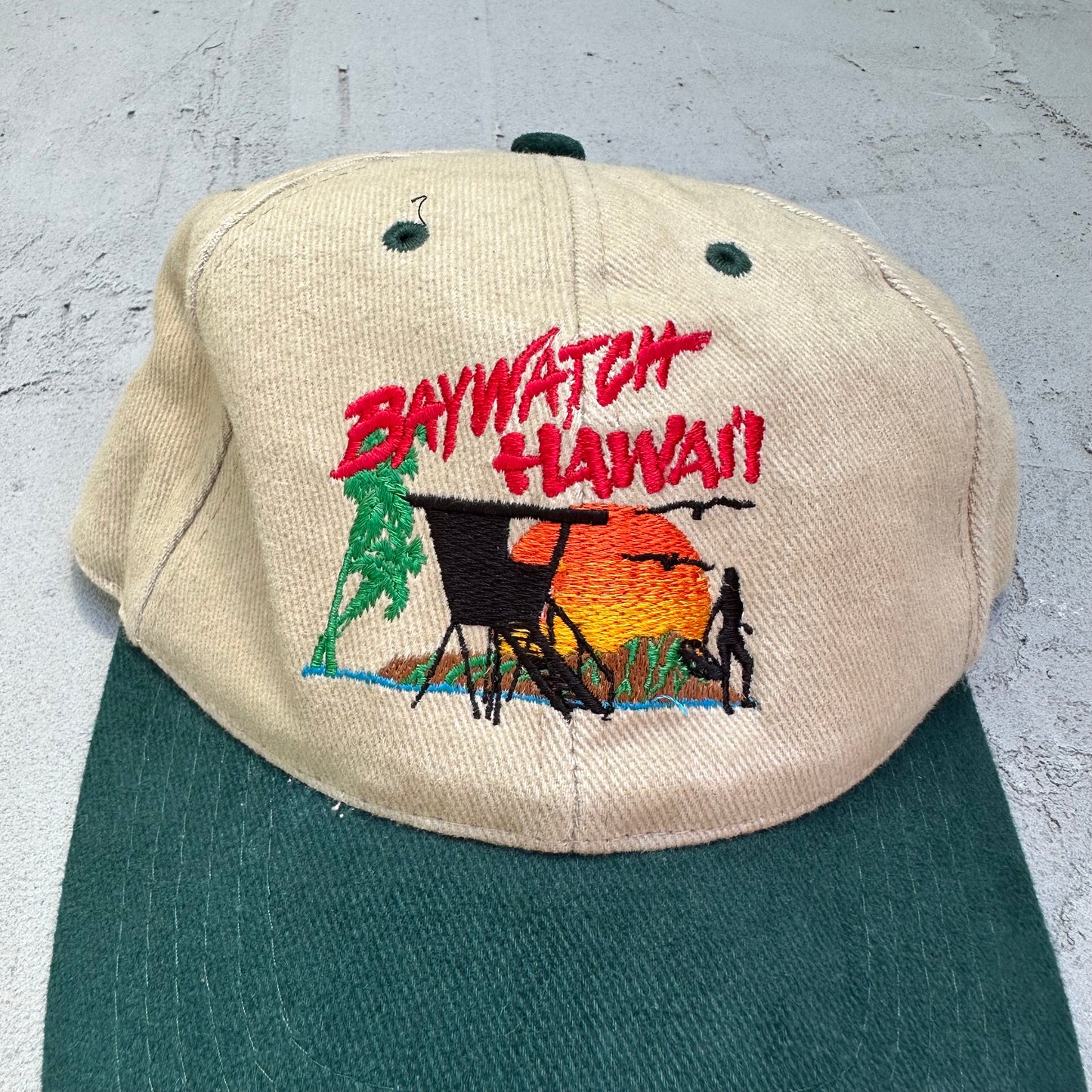 Vintage Baywatch Hawaii Crew Khaki Hat