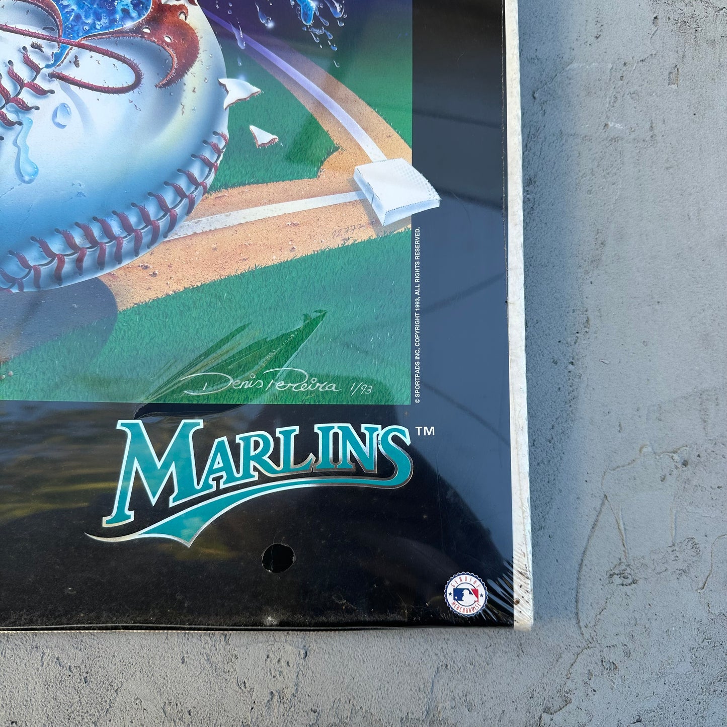 Vintage MLB Florida Marlins 1993 Poster Numbered COA
