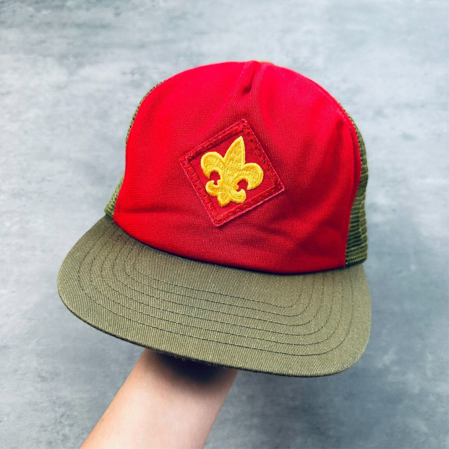 Vintage Boy Scouts Red Green Youth Hat