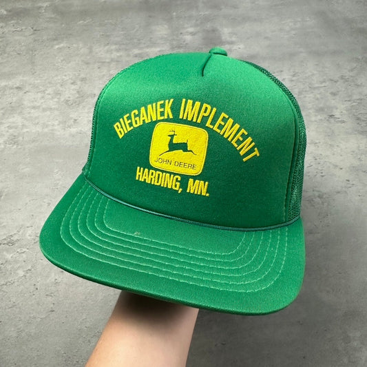 Vintage John Deere Farming Bieganek Implement Harding Minnesota Trucker Hat