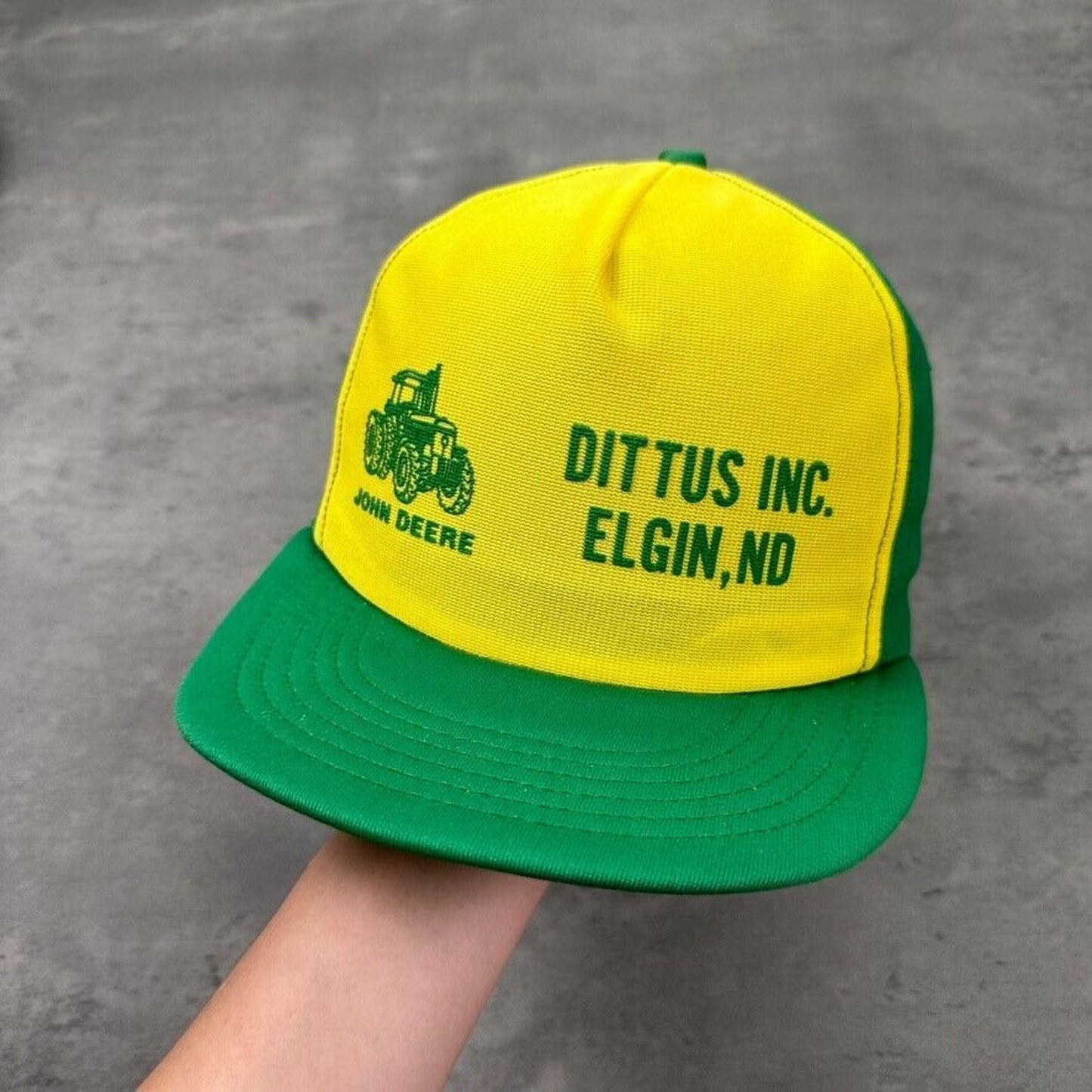 Vintage John Deere Dittus Inc Elgin North Dakota Tractor Farming Hat