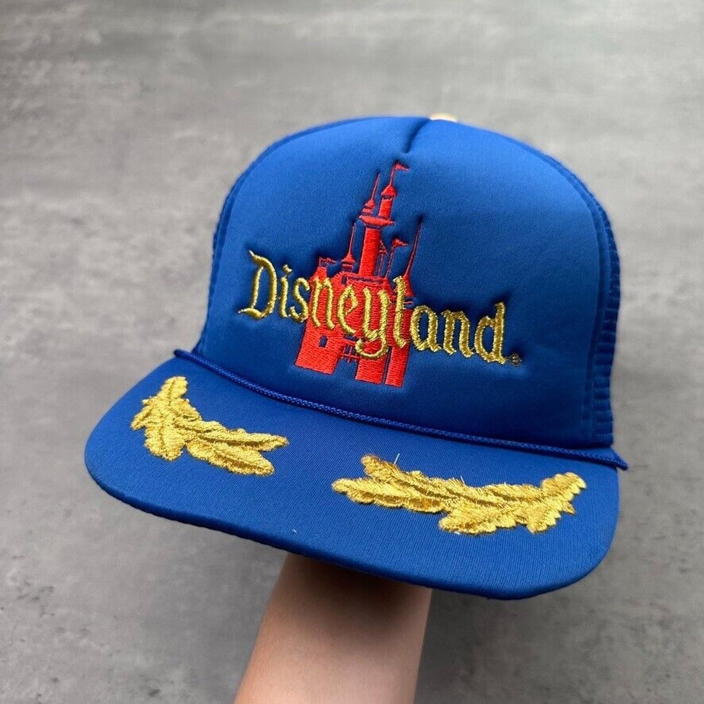 Vintage Disneyland Walt Disney Productions Gold Leaf 80s Hat