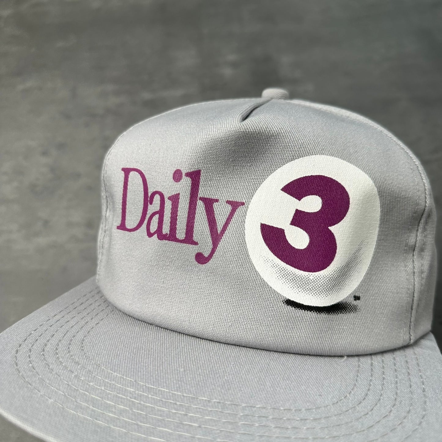 Vintage Daily 3 Minnesota State Lottery Gray Purple Snapback Hat