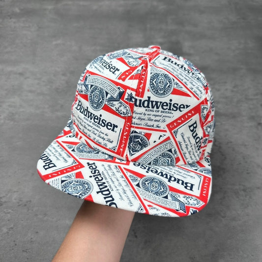 Vintage Budweiser All Over Print AOP Red White Blue Hat