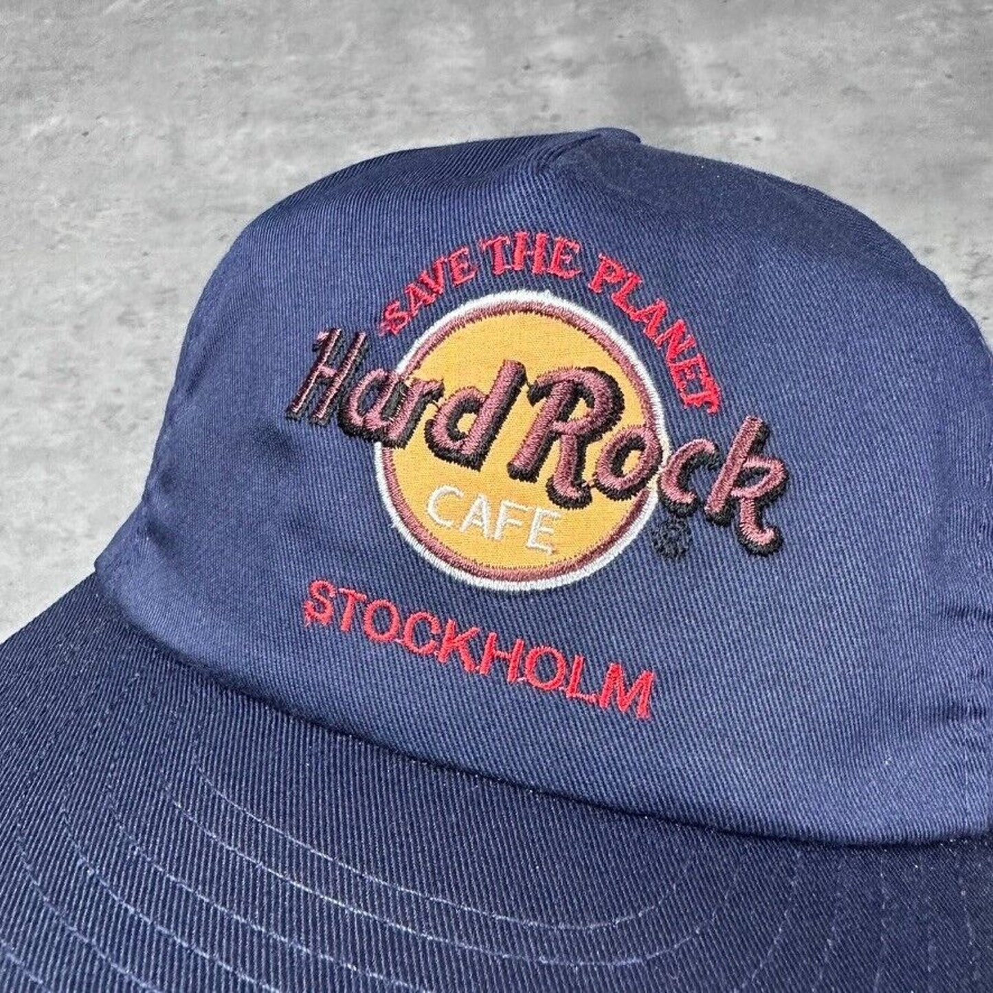 Vintage Deadstock Hard Rock Cafe Stockholm Sweden Navy Hat