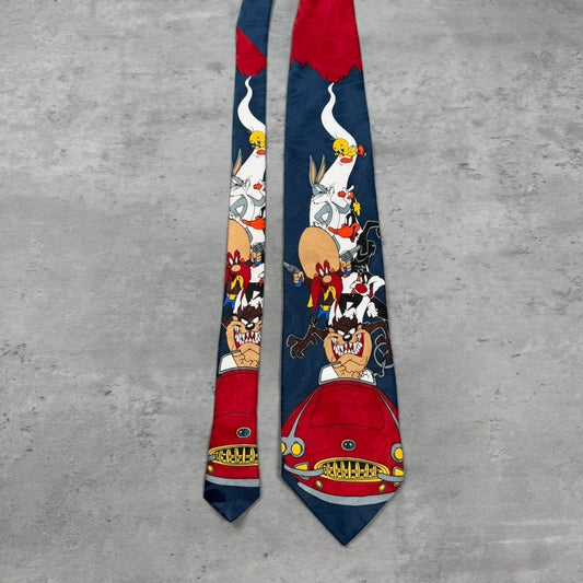 Vintage Looney Tunes Warner Bros Balancine Red Car 1993 Tie