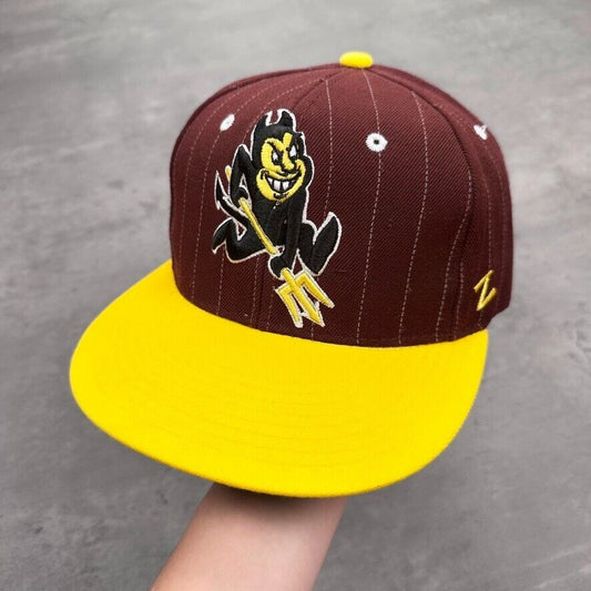 Vintage Zephyr Arizona State University Sun Devils Pinstripe Burgundy Yellow Hat