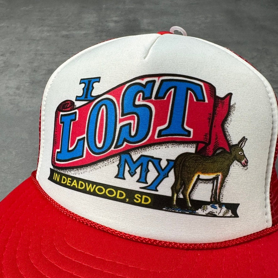 Vintage Lost My Ass Deadwood South Dakota Donkey Novelty Trucker Hat