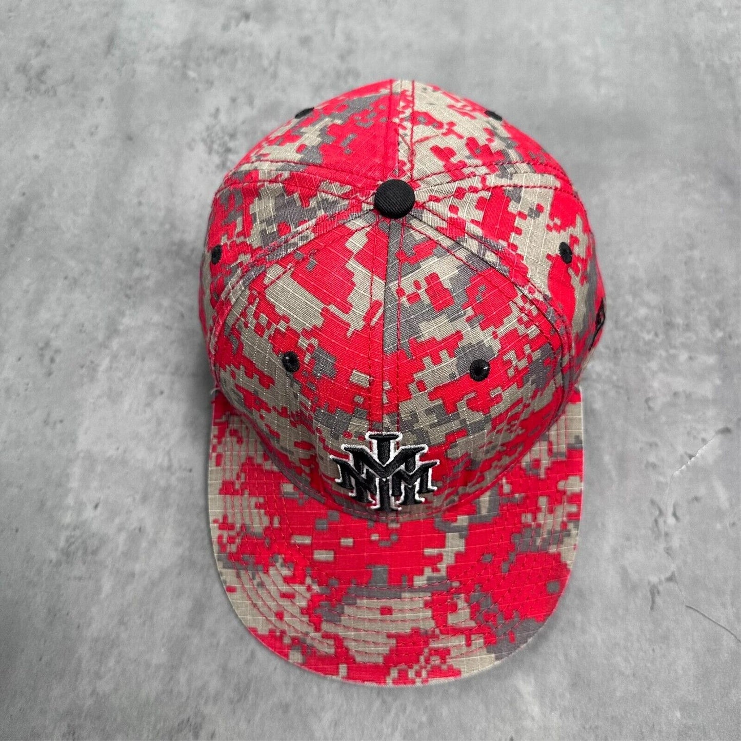 The Game NMMI New Mexico Military Institute Broncos Red Pixel Camo UCP Hat 7 1/2