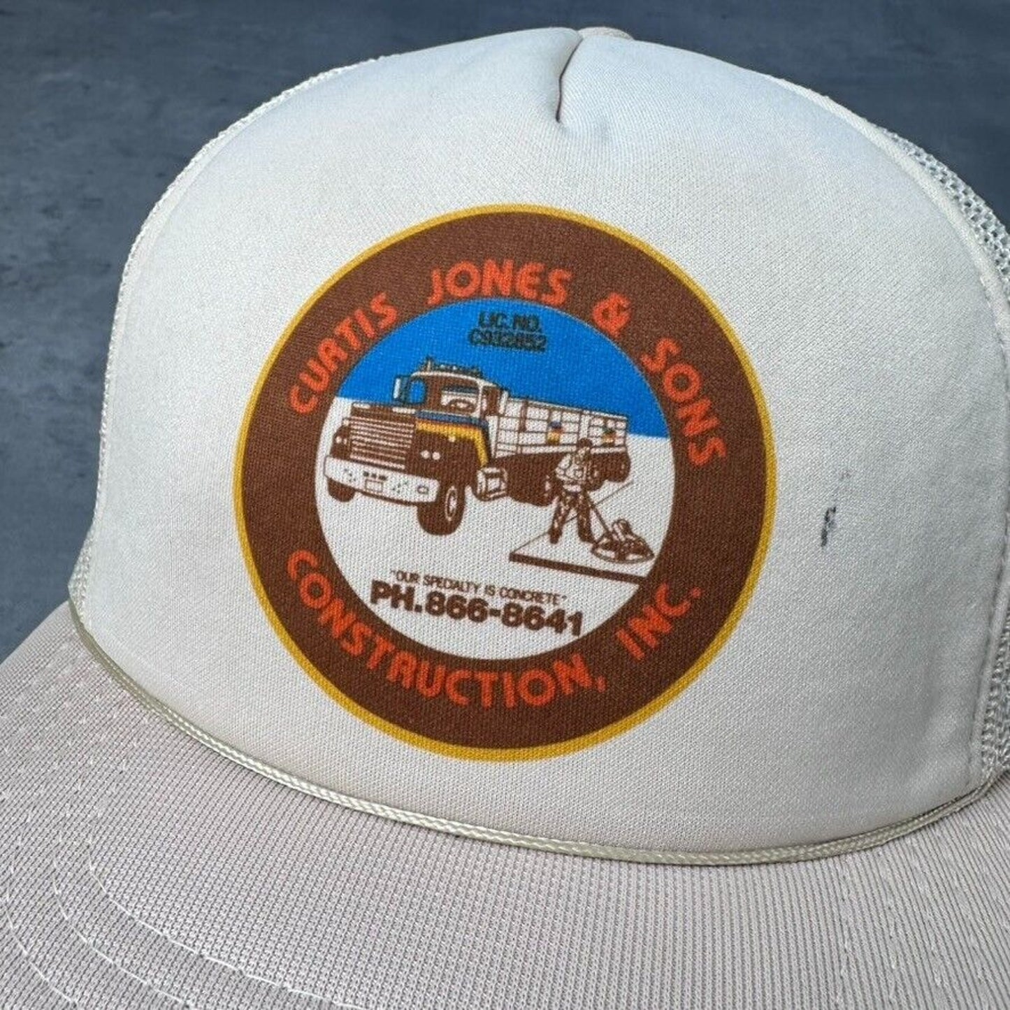 Vintage Curtis Jones & Sons Construction Inc Construction Trucker Hat