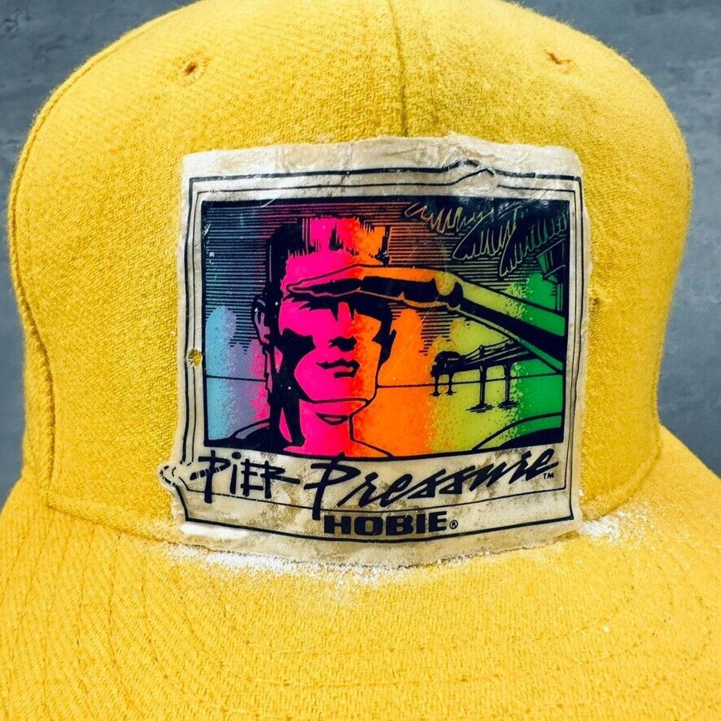 Vintage Hobie Pier Pressure Rainbow Yellow Hat