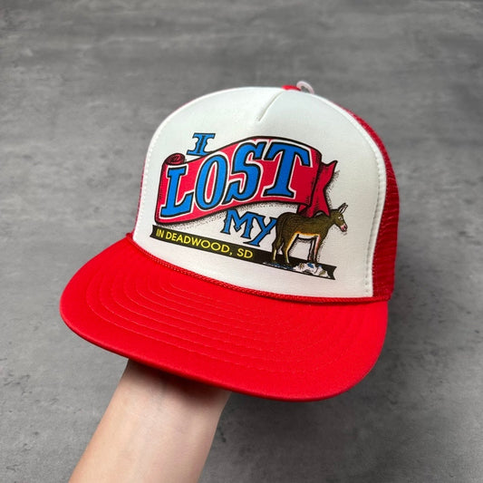 Vintage Lost My Ass Deadwood South Dakota Donkey Novelty Trucker Hat